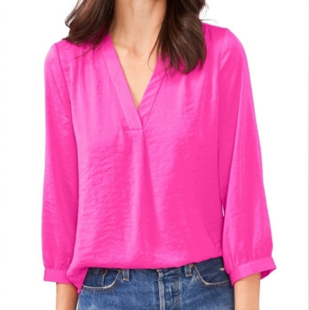 Vince Camuto Pink V-Neck Blouse